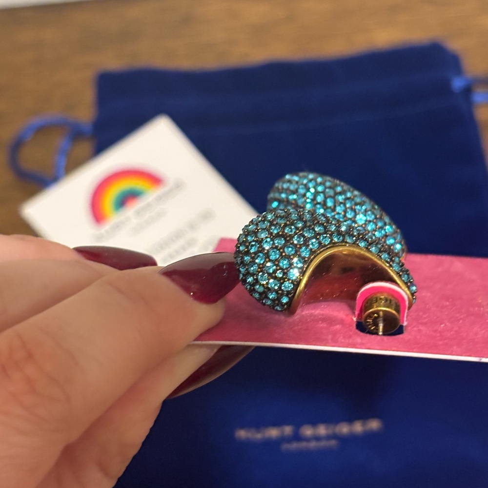 Kurt Geiger Turquoise Crystal Earrings - Picture 6 of 7